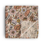 Mushie Lange en gaze de coton / lange tétra / lange d’emmaillotage 120x120 - Retro Flowers