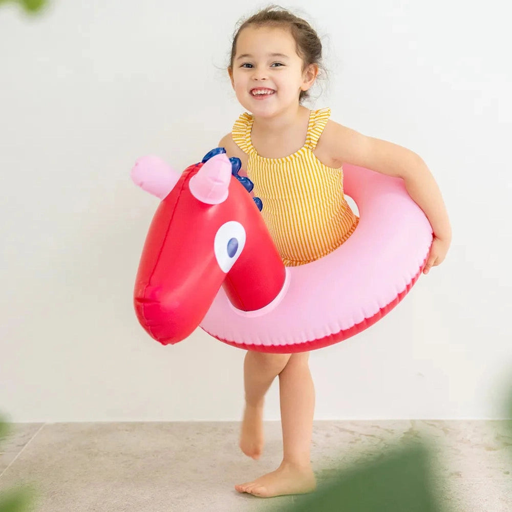 Bouée cheval rose Quut pour enfants – double plaisir aquatique avec style