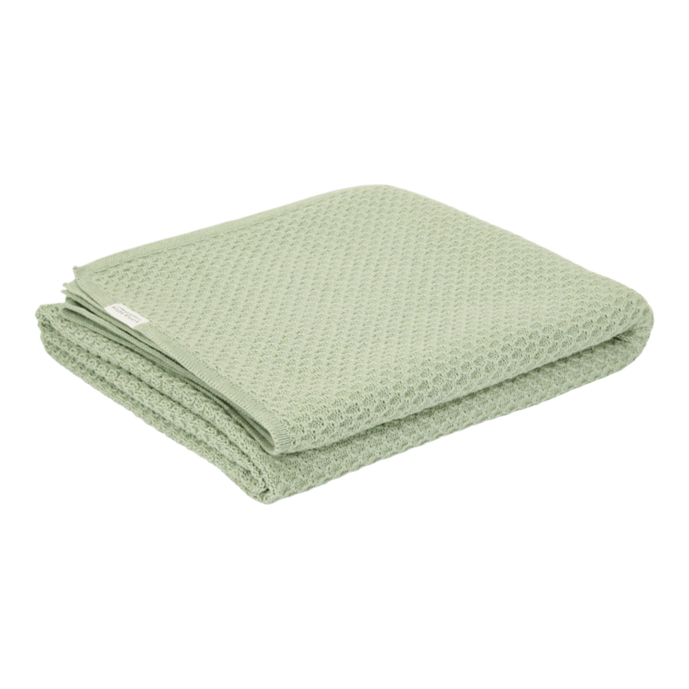 Little Dutch Couverture de berceau tricotée Pure Sage