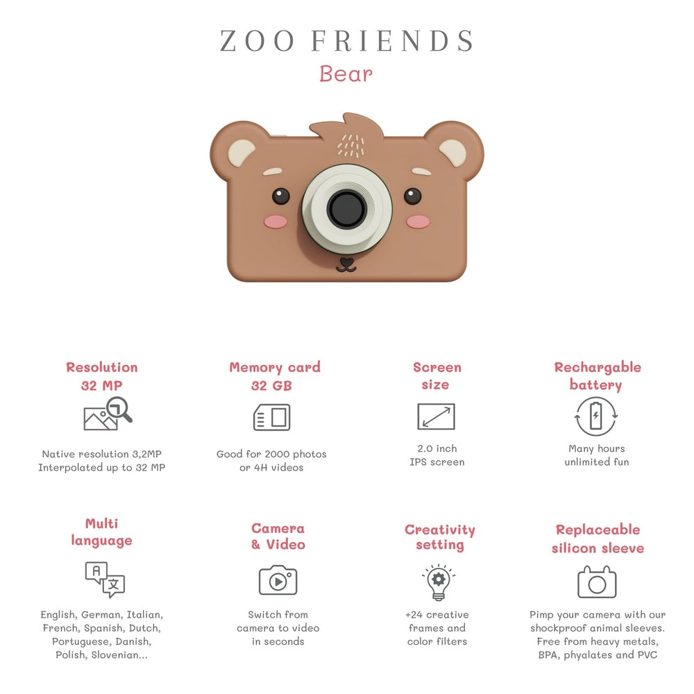 The Zoofamily Zoo Friends - Ours | Appareil photo pour enfants