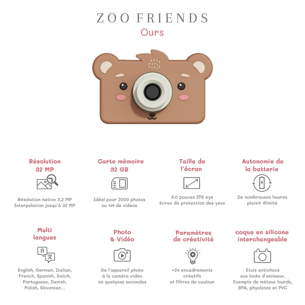 Les amis du zoo Zoofamily - Ours | Appareil photo pour enfants