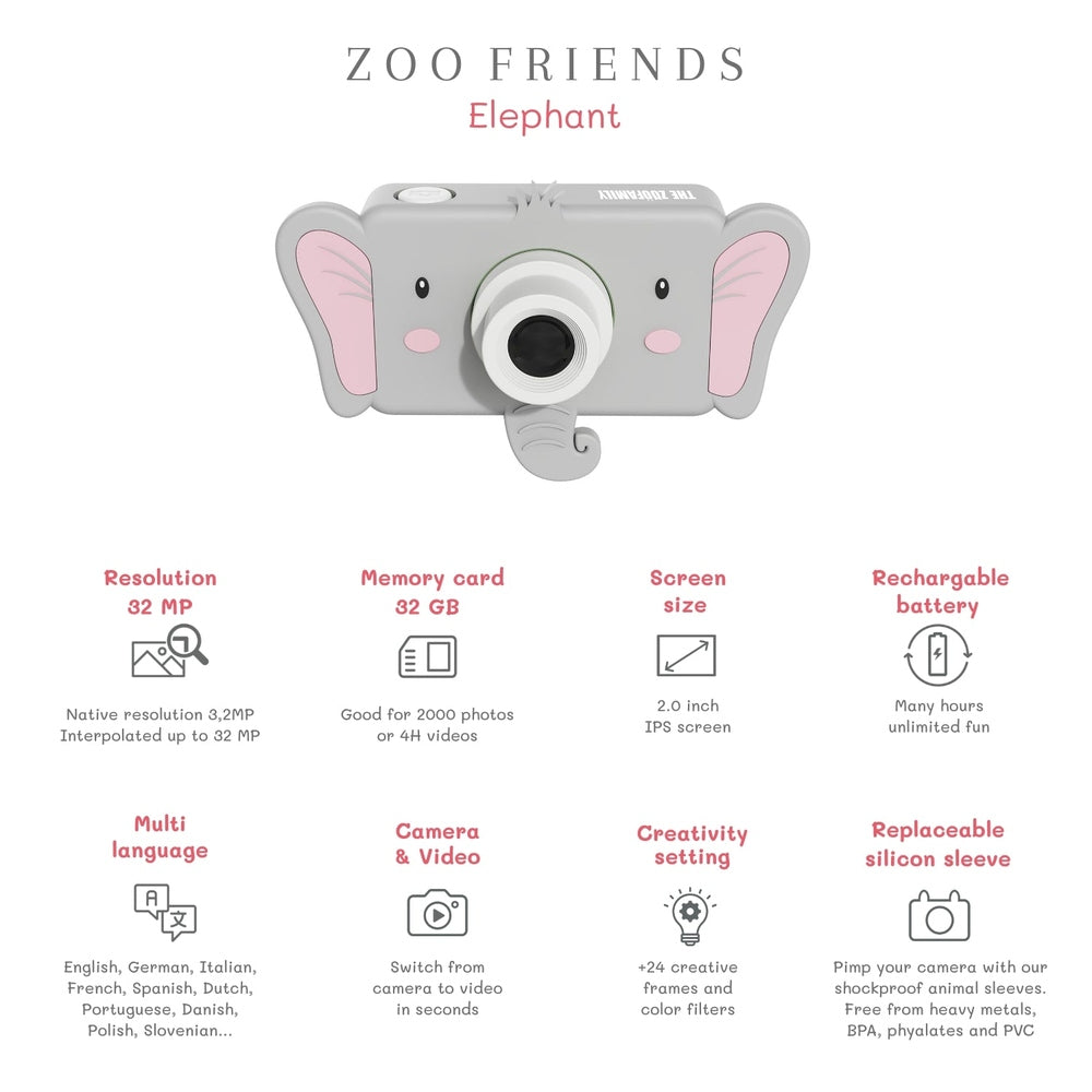 The Zoofamily Zoo Friends - Éléphant | Appareil photo pour enfants
