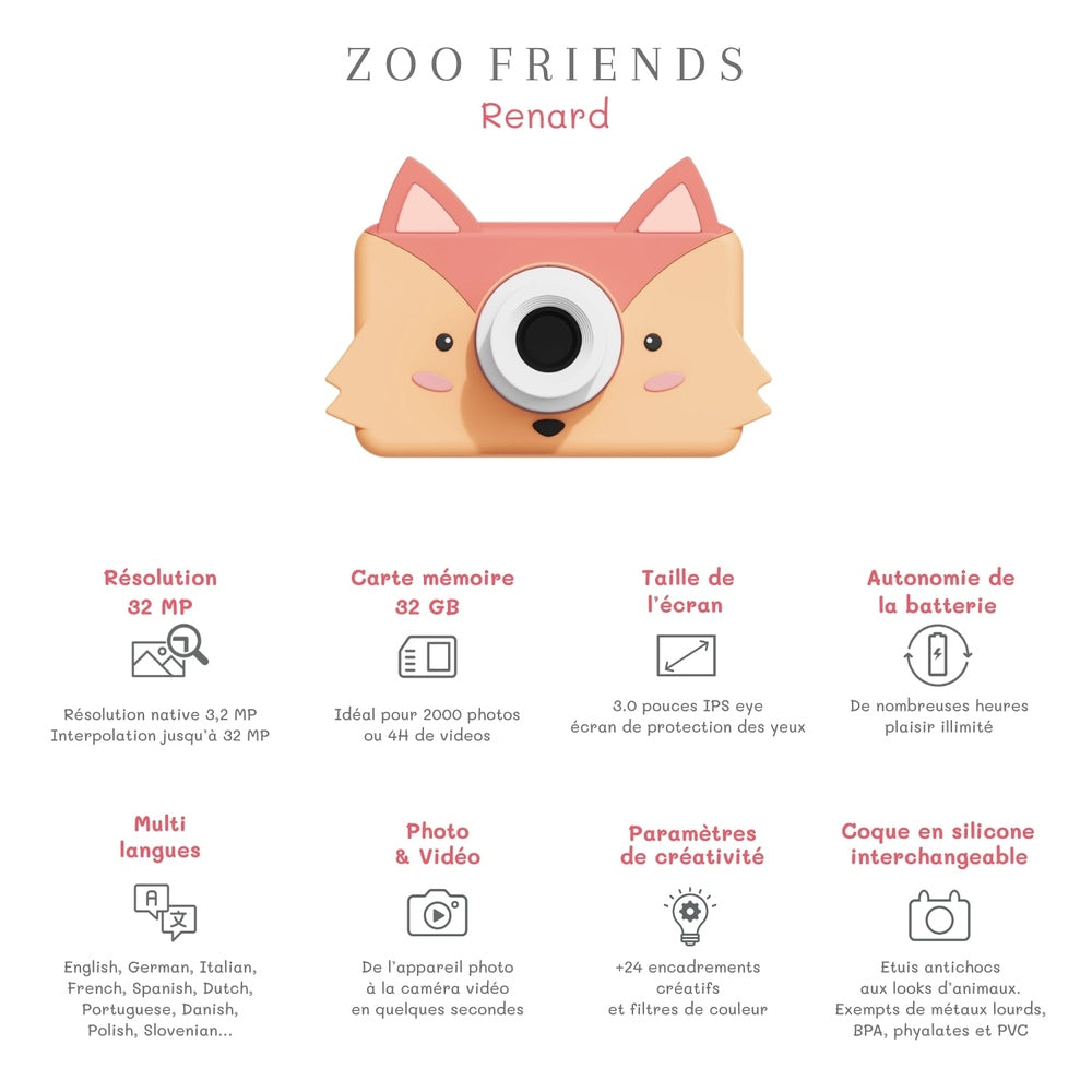 The Zoofamily Zoo Friends - Renard | Appareil photo pour enfants