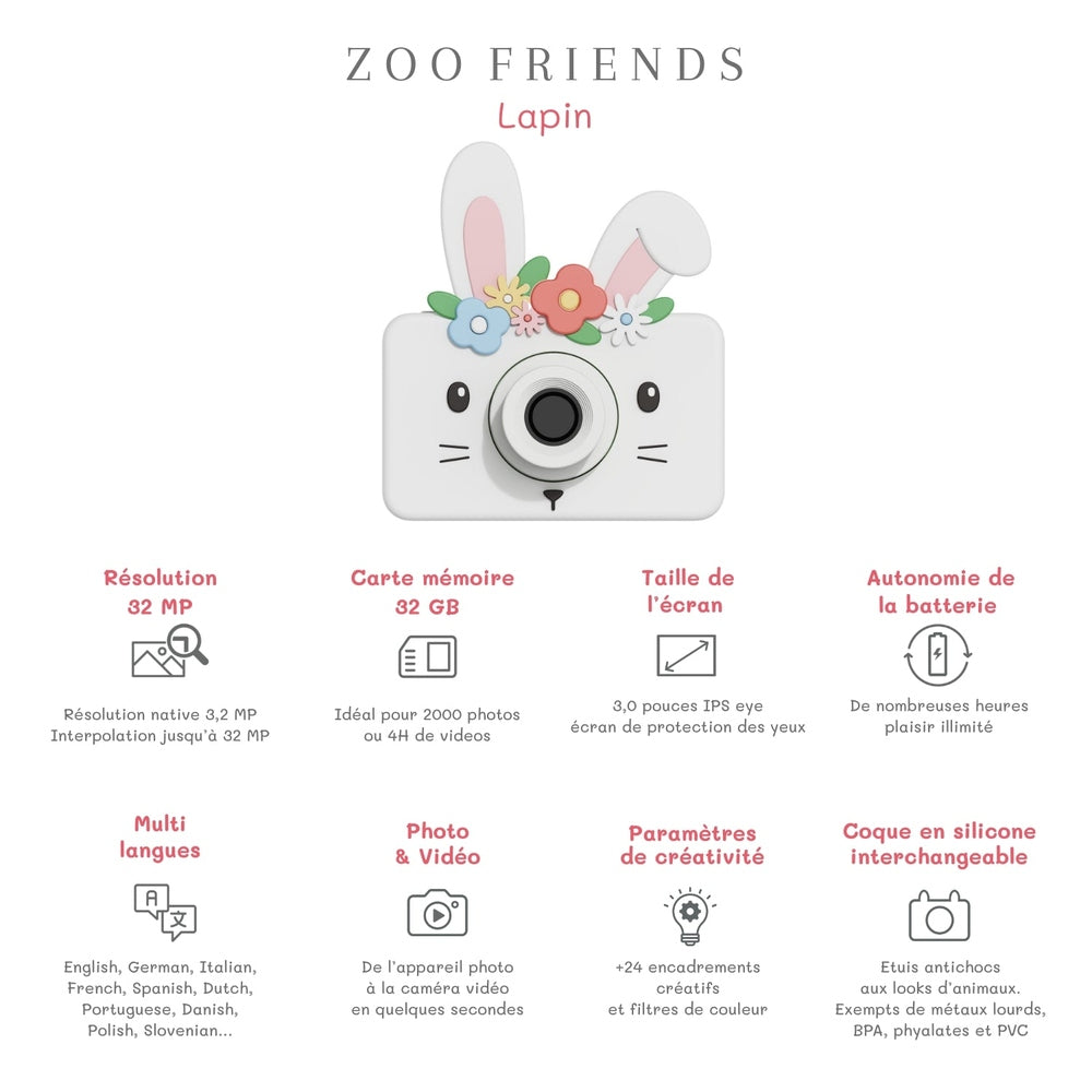 The Zoofamily Zoo Friends - Lapin Fleur | Appareil photo pour enfants