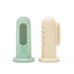 Mushie Brosses à dents à doigt - Sable/Bleu