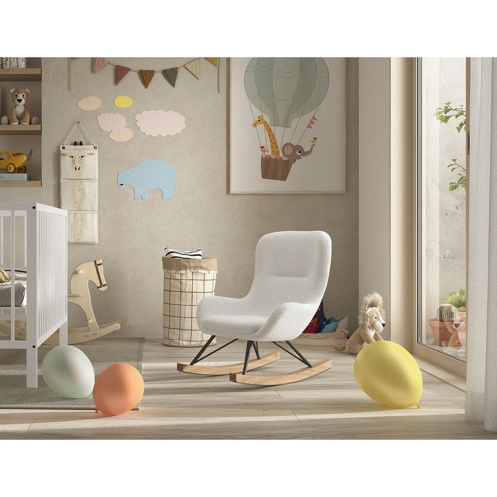 Fauteuil à bascule pour enfant Jaxx en bouclé blanc