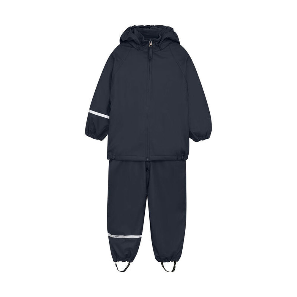 Combinaison de pluie imperméable pour enfants en plastique recyclé - bleu marine foncé
