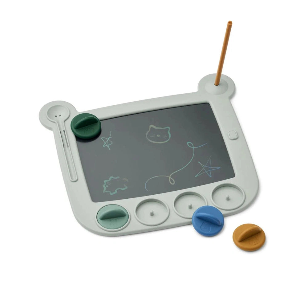 Liewood Venzora tablette LCD à dessiner avec tampons - Bleu colombe Multimix