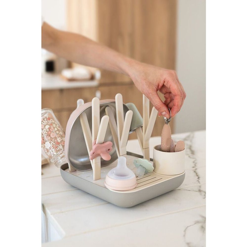 Béaba Égouttoir à biberons Clay – Modulaire et compact – Pour biberons, tétines et accessoires – Design éco
