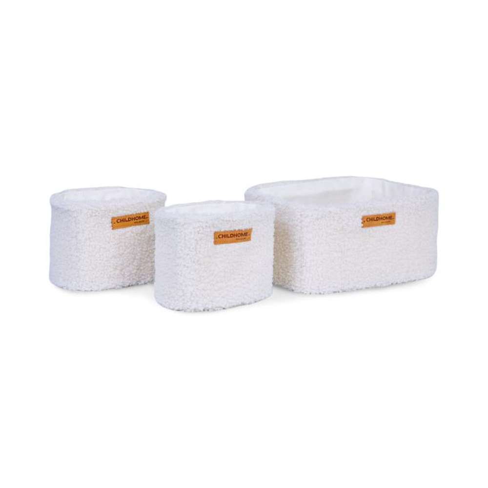 Childhome Set de 3 paniers suspendus - 21X14X10cm + 14X10X10cm - Teddy écru