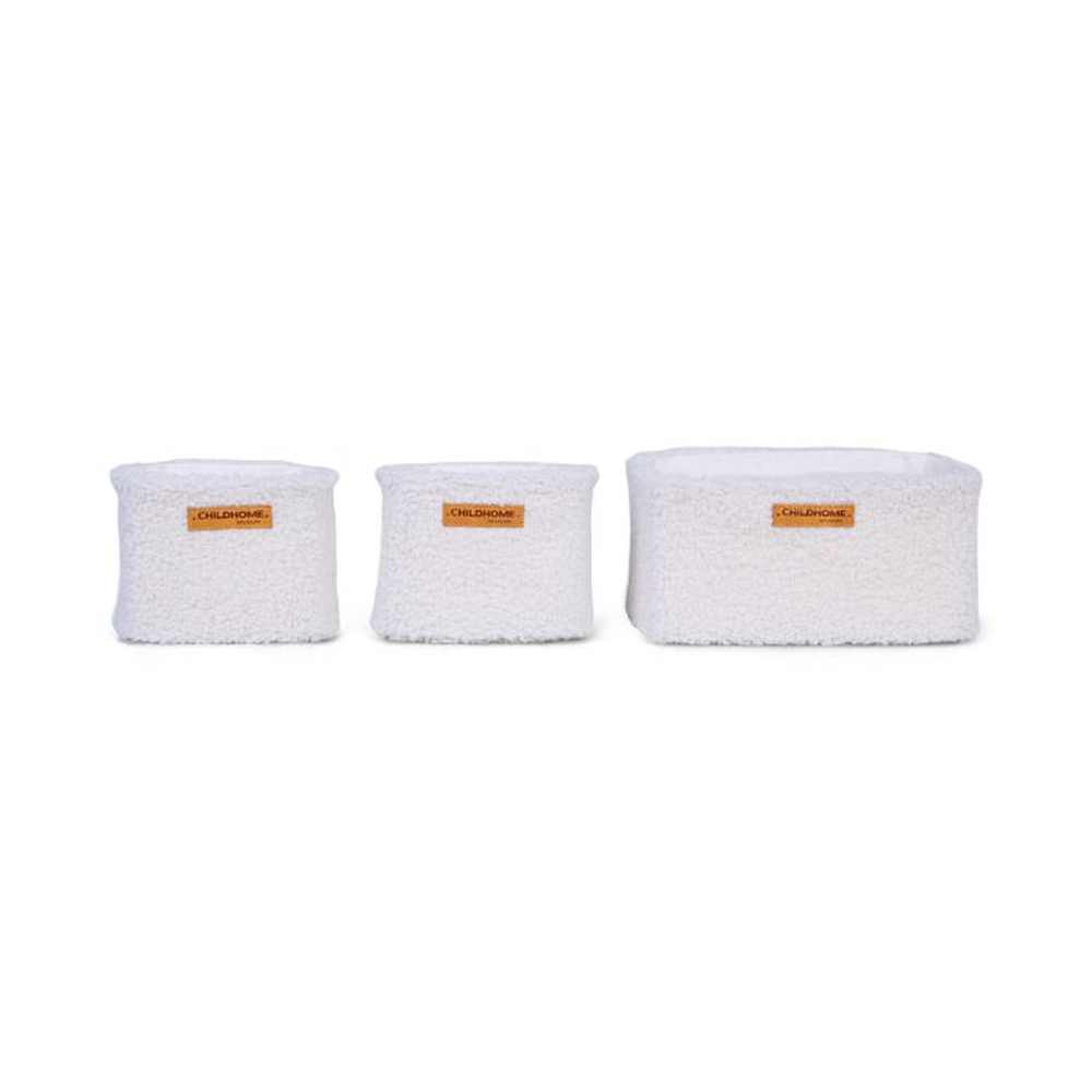 Childhome Set de 3 paniers suspendus - 21X14X10cm + 14X10X10cm - Teddy écru