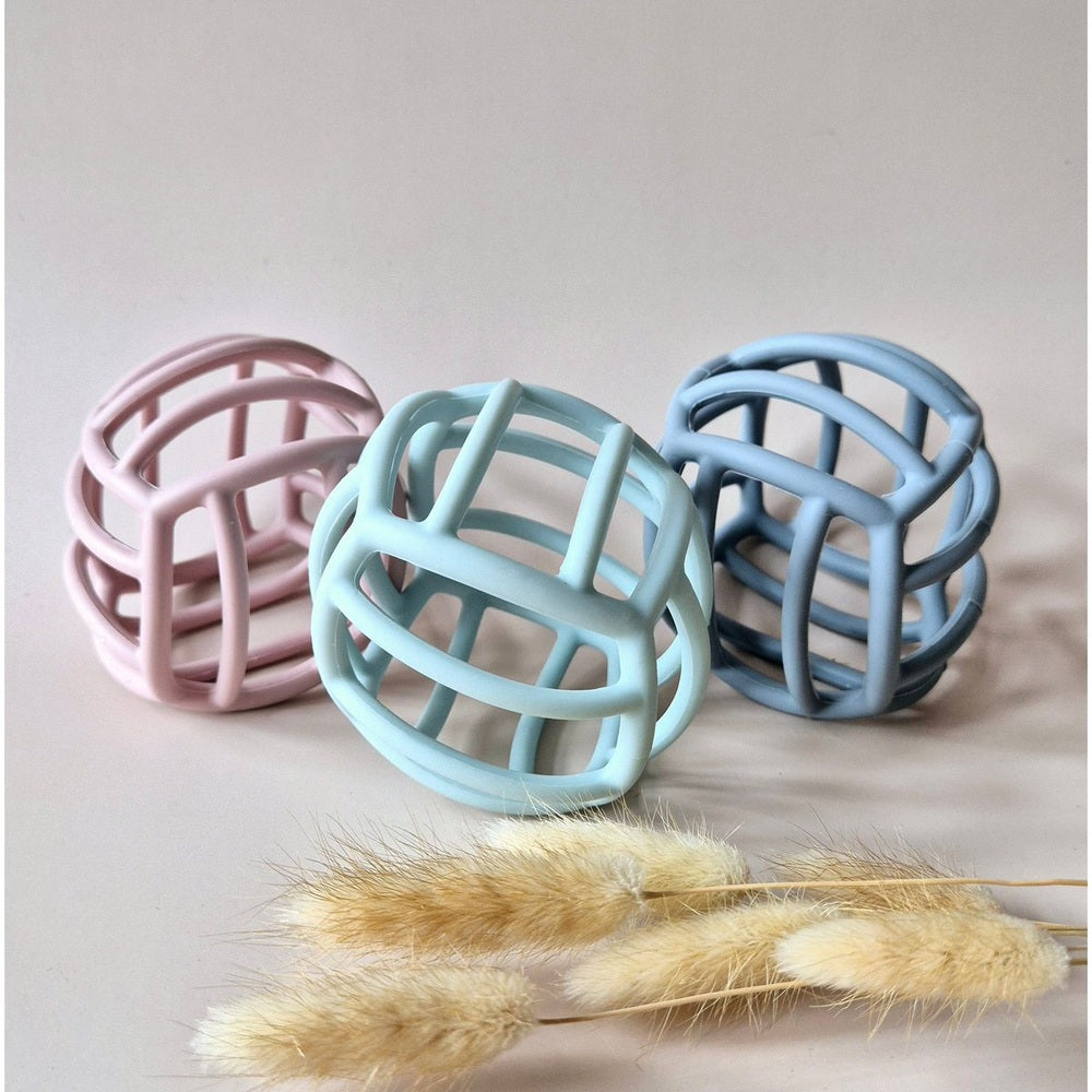 Rammelaartje Balle de motricité flexible en silicone - bleu gris