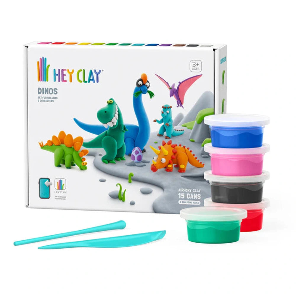 Hey Clay Pâte auto-durcissante Dino - 15 pots