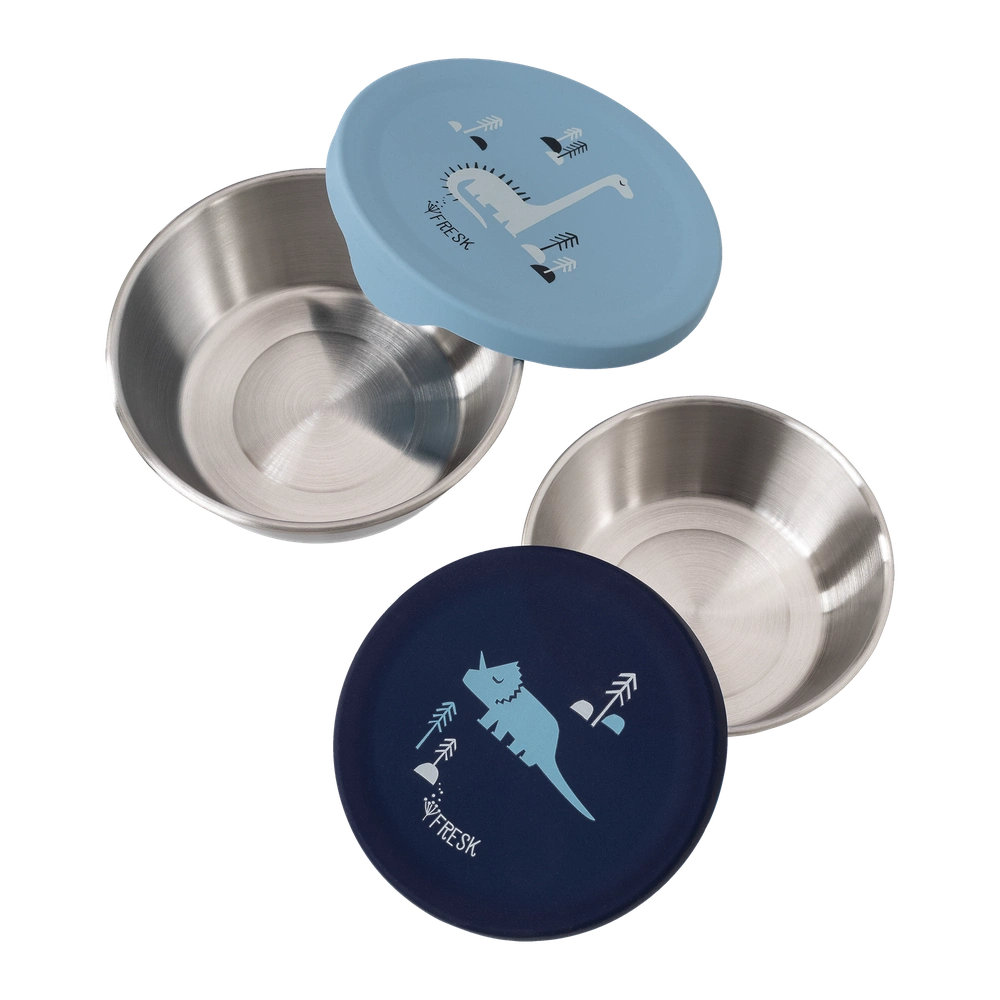 Boîte à goûter Fresk en acier inoxydable 2 pièces - Dino
