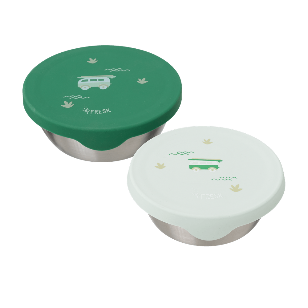 Boîte à goûter en acier inoxydable Fresk, lot de 2 - Surf Boy