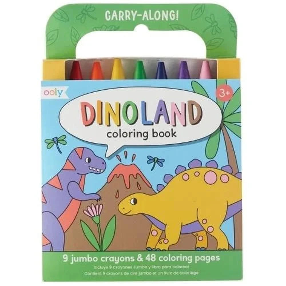 Ooly Petit livre de coloriage à emporter avec crayons - Dinoland