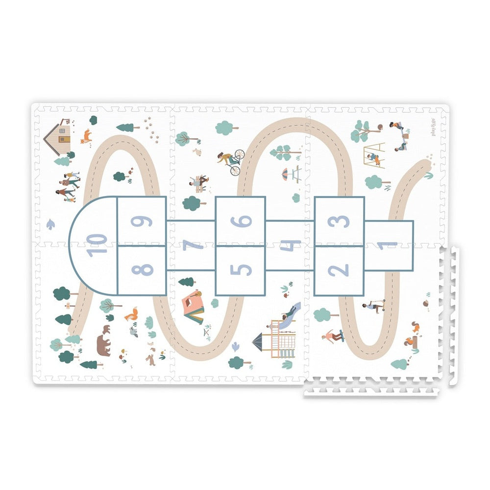Play&Go Tapis de jeu puzzle - Eevaa 2-en-1 tapis puzzle/boîte de rangement - Tiloo Hopscotch | Foam