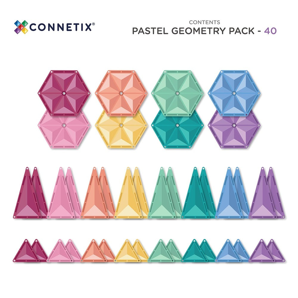 Connetix Pack géométrique pastel | 48 pièces