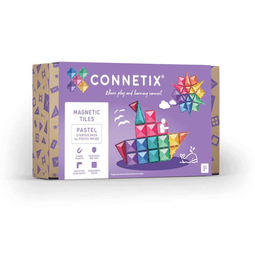 Connetix Pack de démarrage arc-en-ciel pastel | 64 pièces