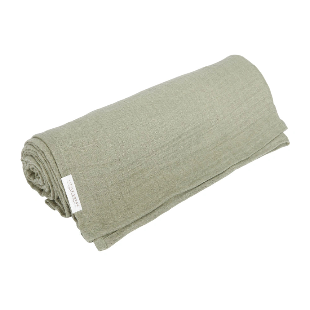 Little Dutch Lange hydrophile / lange tétra / lange d’emmaillotage 120x120 - Olive