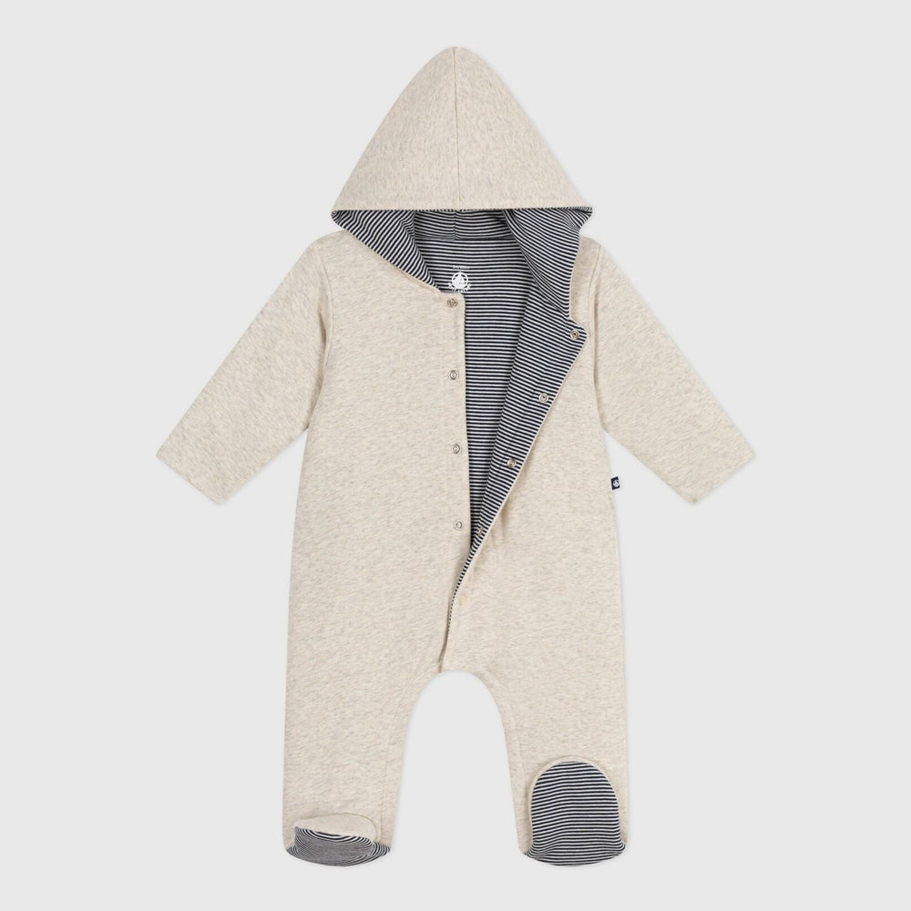 Petit Bateau Combinaison bébé matelassée unie avec capuche et pieds