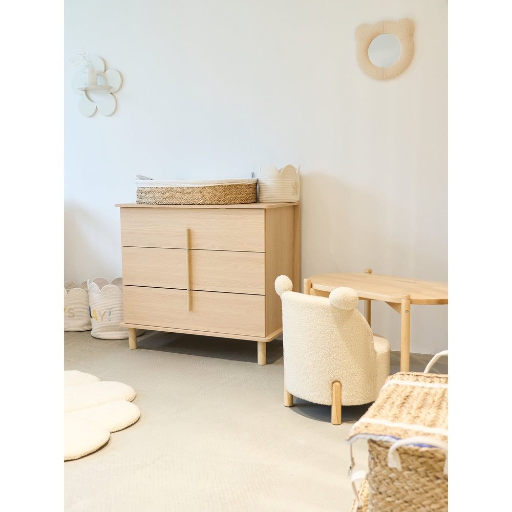 Childhome Commode / table à langer 3 tiroirs - Nordica Naturel