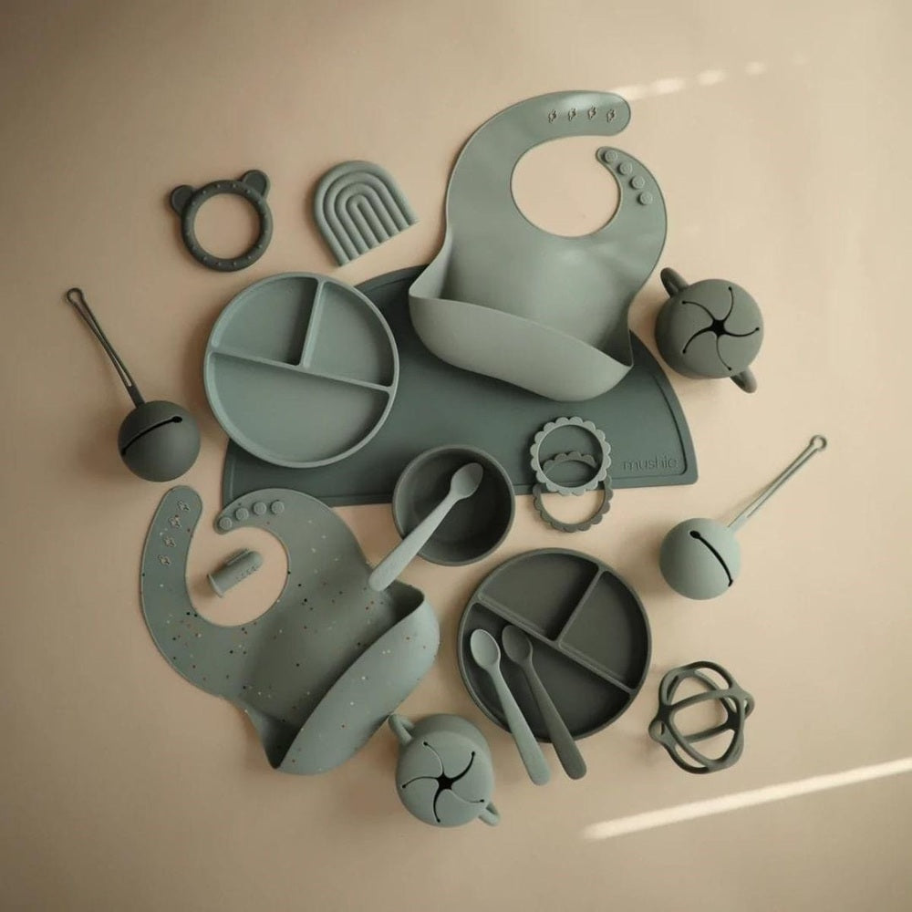 Mushie Bavoir en silicone - Cambridge Blue