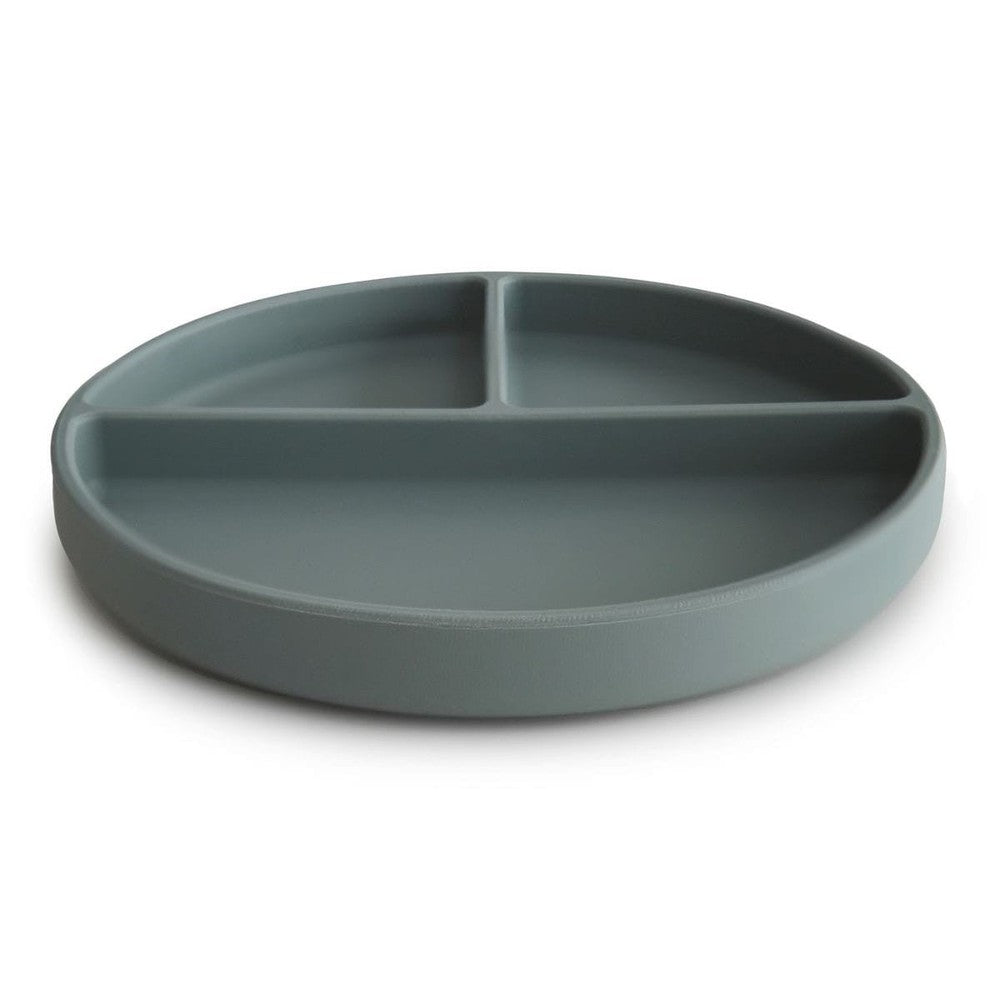 Mushie Assiette en silicone avec compartiments et ventouse - Dried Thyme