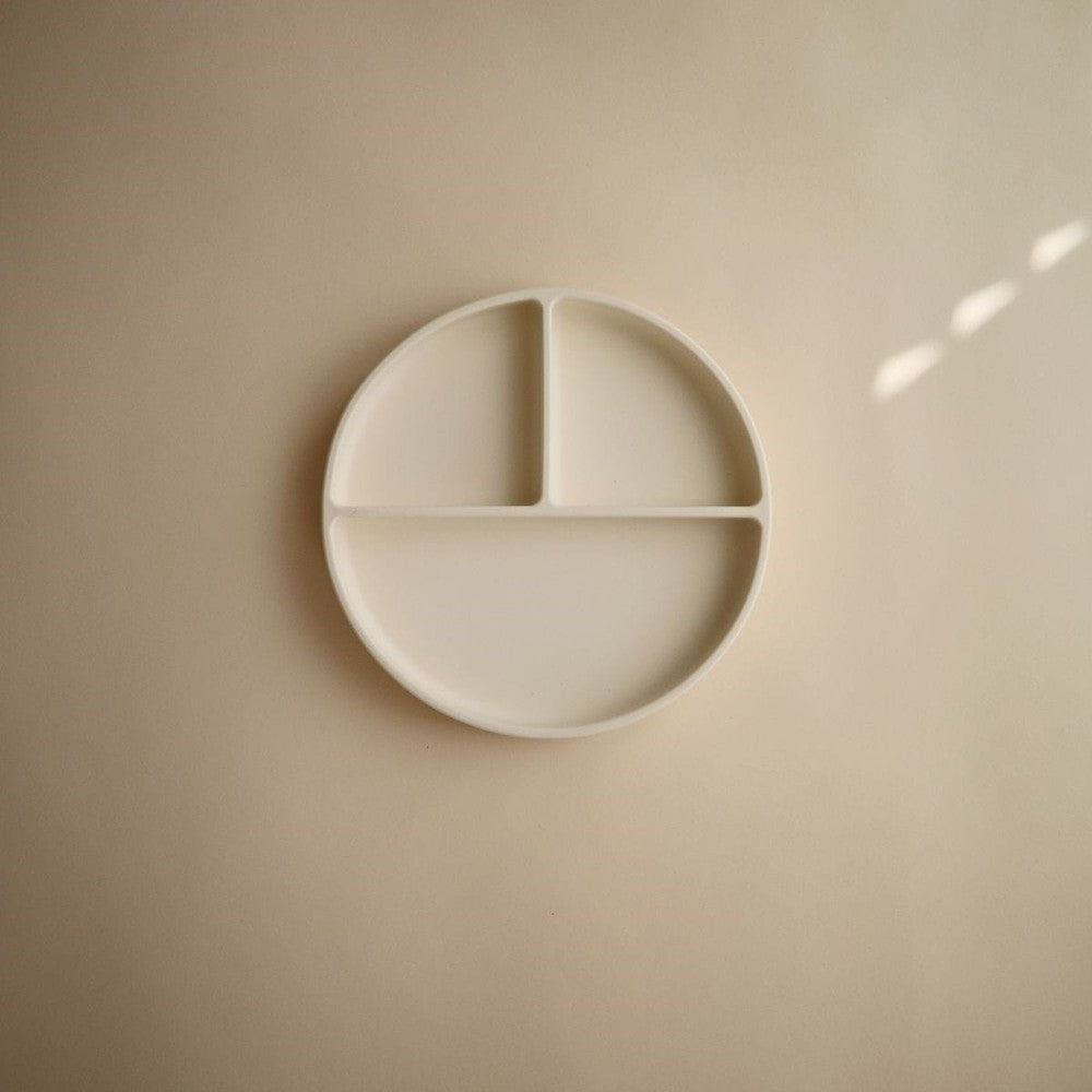 Assiette en silicone avec compartiments et ventouse - Ivoire