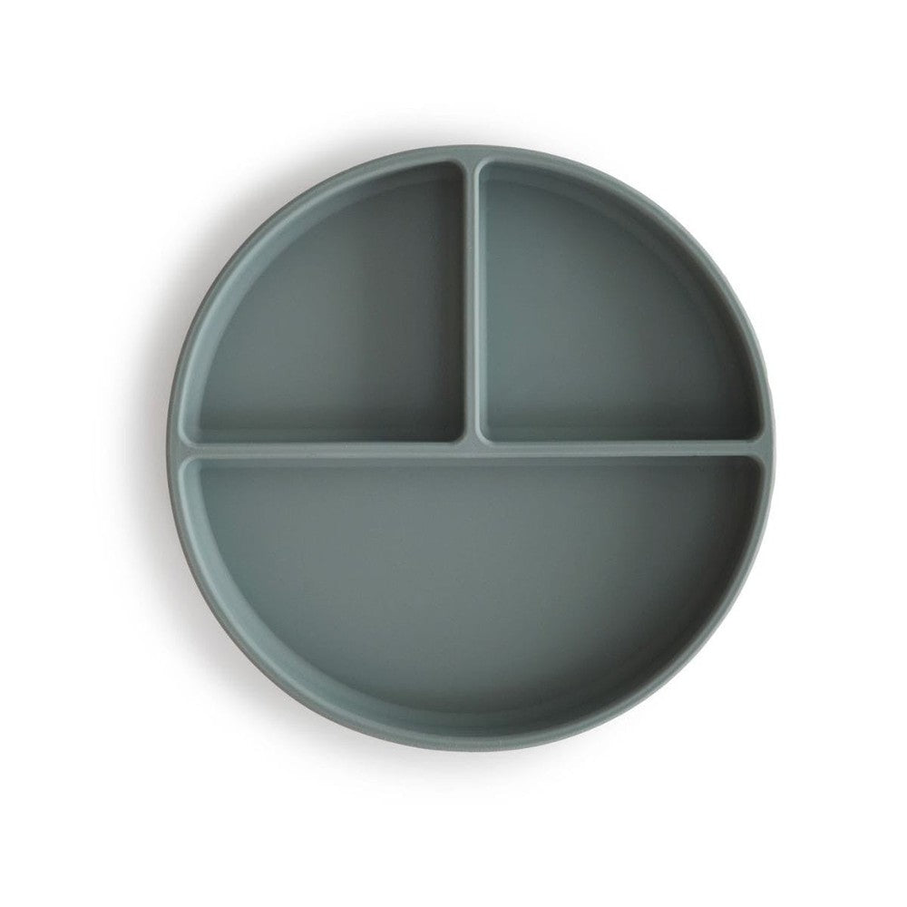 Assiette en silicone Mushie avec compartiments et ventouse - Dried Thyme
