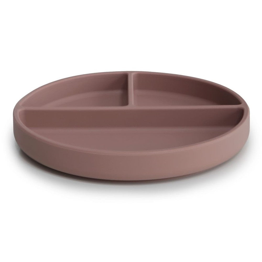 Assiette en silicone avec compartiments et ventouse - Cloudy Mauve