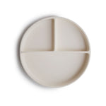 Mushie Assiette en silicone avec compartiments et ventouse - Ivoire