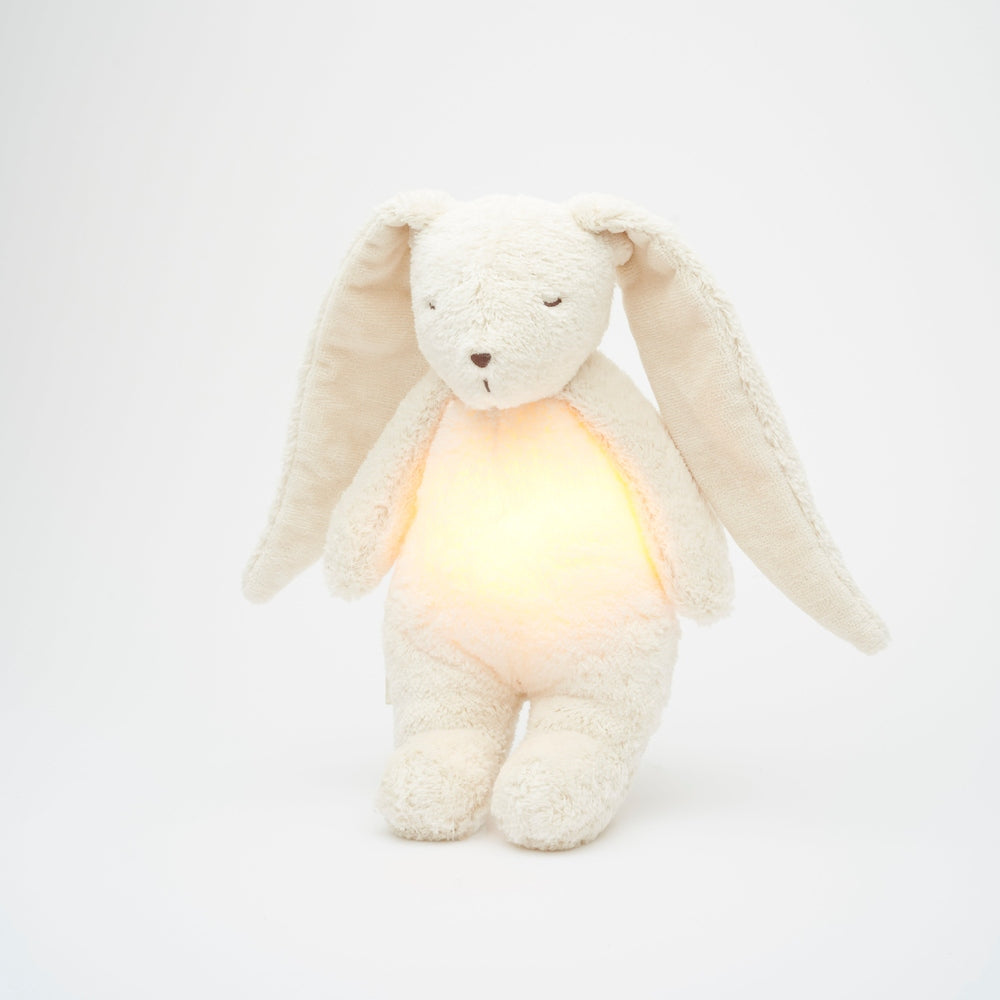 Moonie Lapin The Humming Bunny Organic 2.0 - Polar Natur | Peluche bruit blanc avec veilleuse