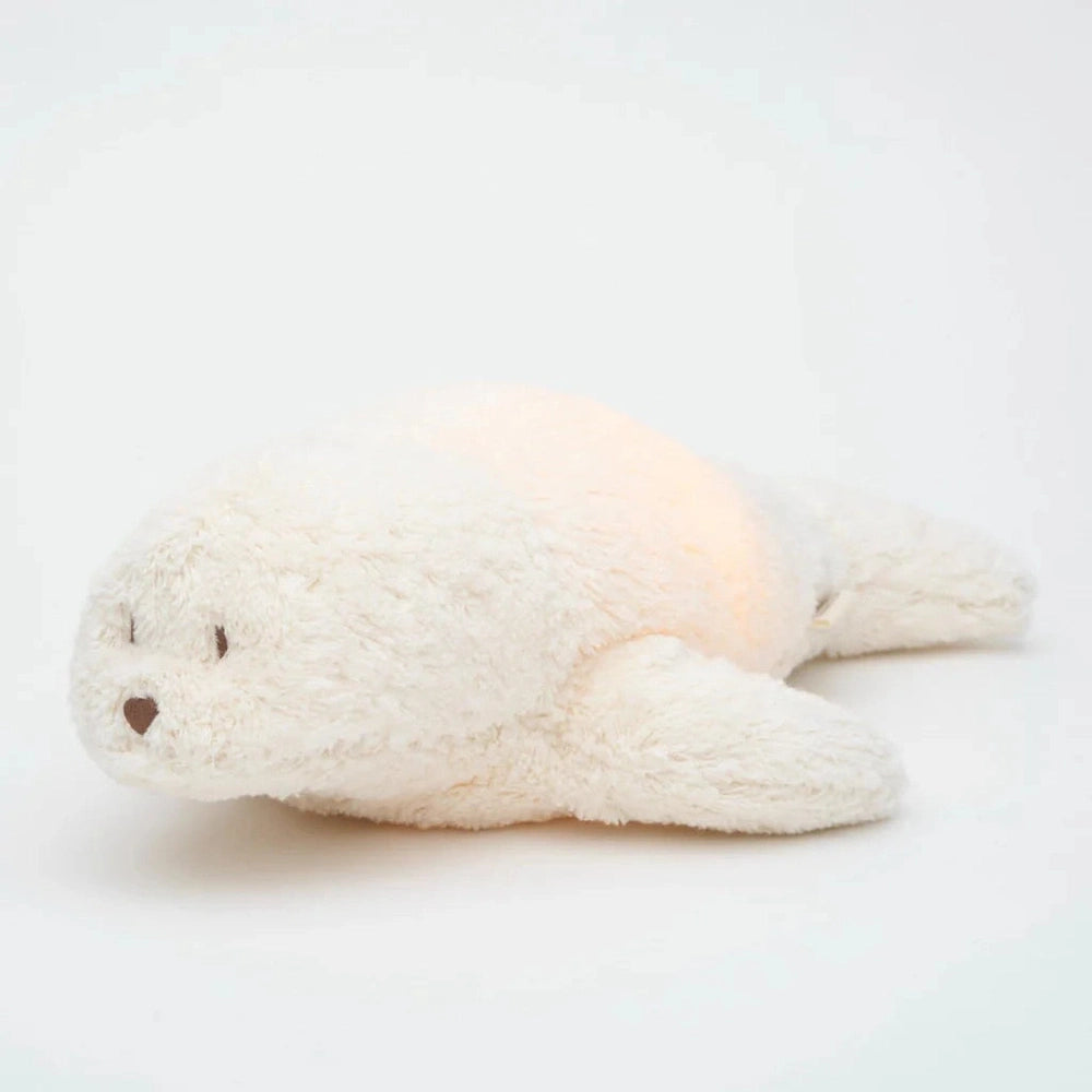 Moonie Peluche - The Humming Seal Organic 2.0 - Polar Natur | Phoque à bruit blanc avec veilleuse