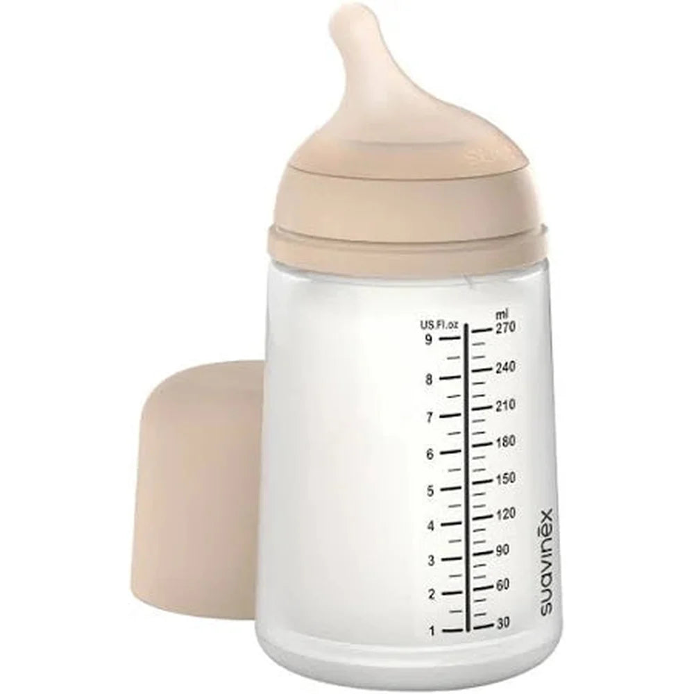 Suavinex - Biberon anti-coliques Zero.Zero - Débit moyen M - 270ml - +3m - Sable