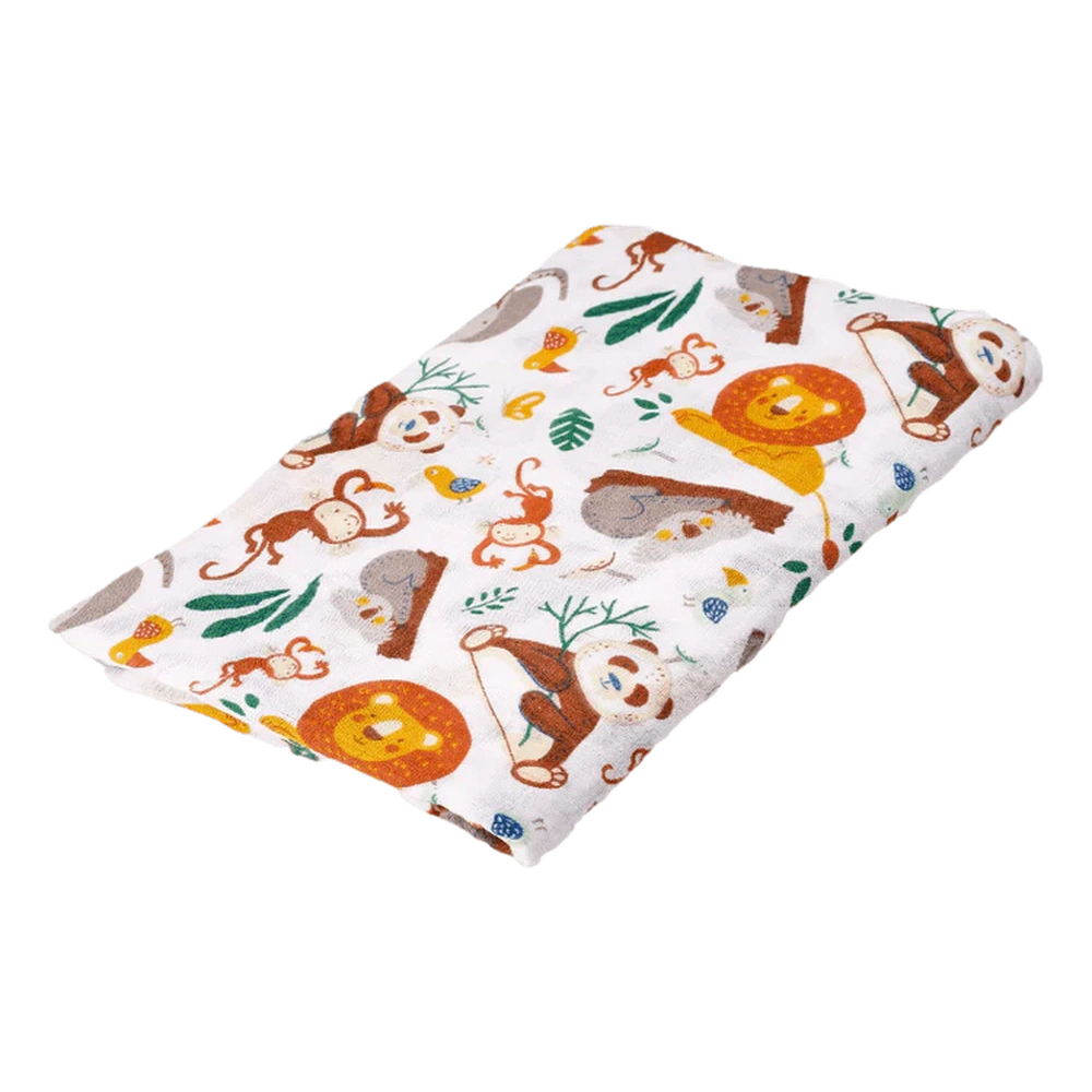 Happy Bear Lange en tissu hydrophile/Tétradoek/Swaddle/Lange d'emmaillotage en coton 120x120 - Animaux sauvages
