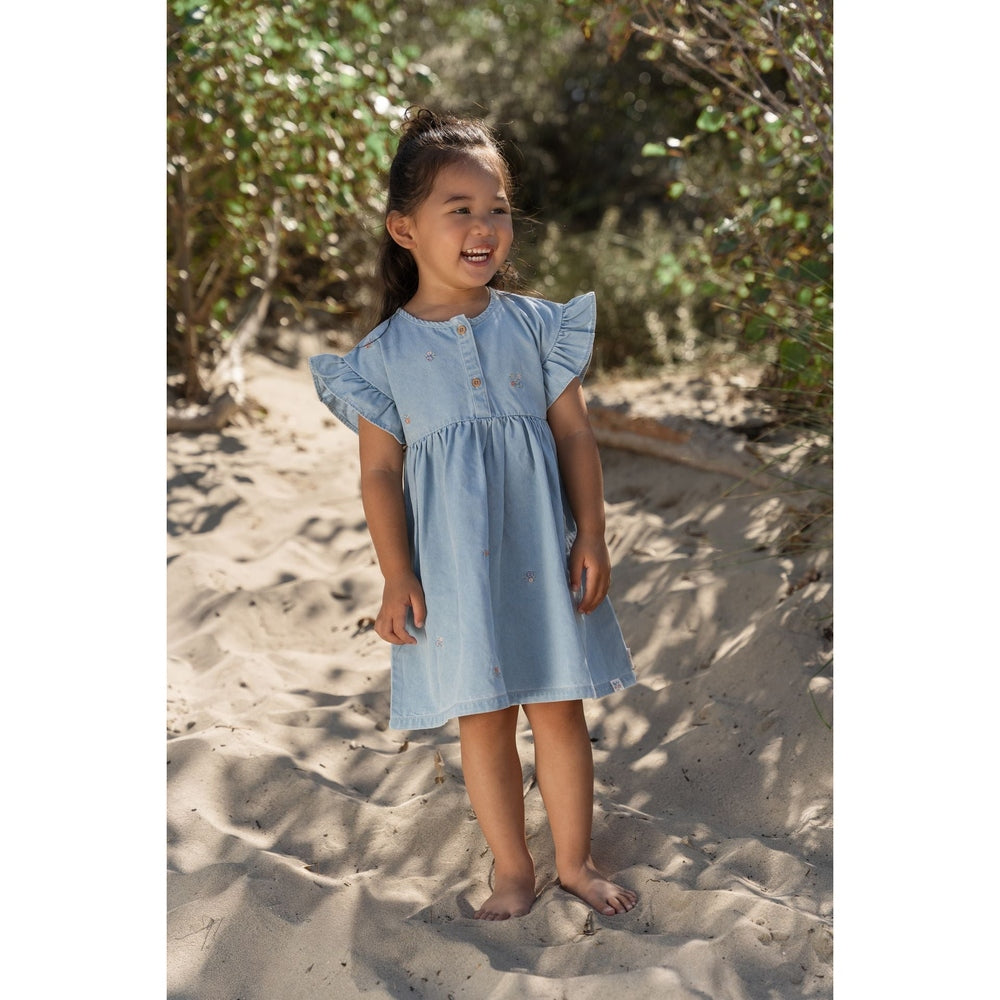 Robe en denim à manches courtes