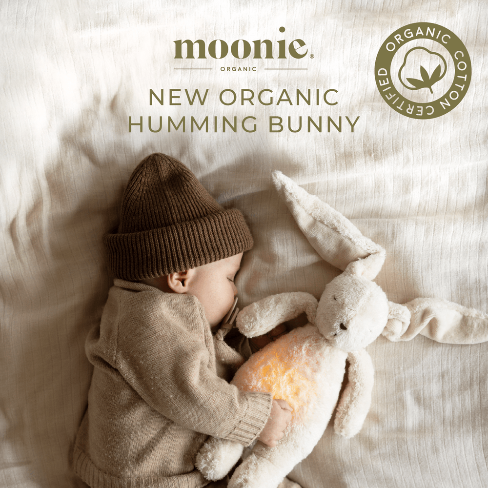 Moonie Konijn The Humming Bunny Organic 2.0 - Polar Natur | Peluche bruit blanc avec veilleuse
