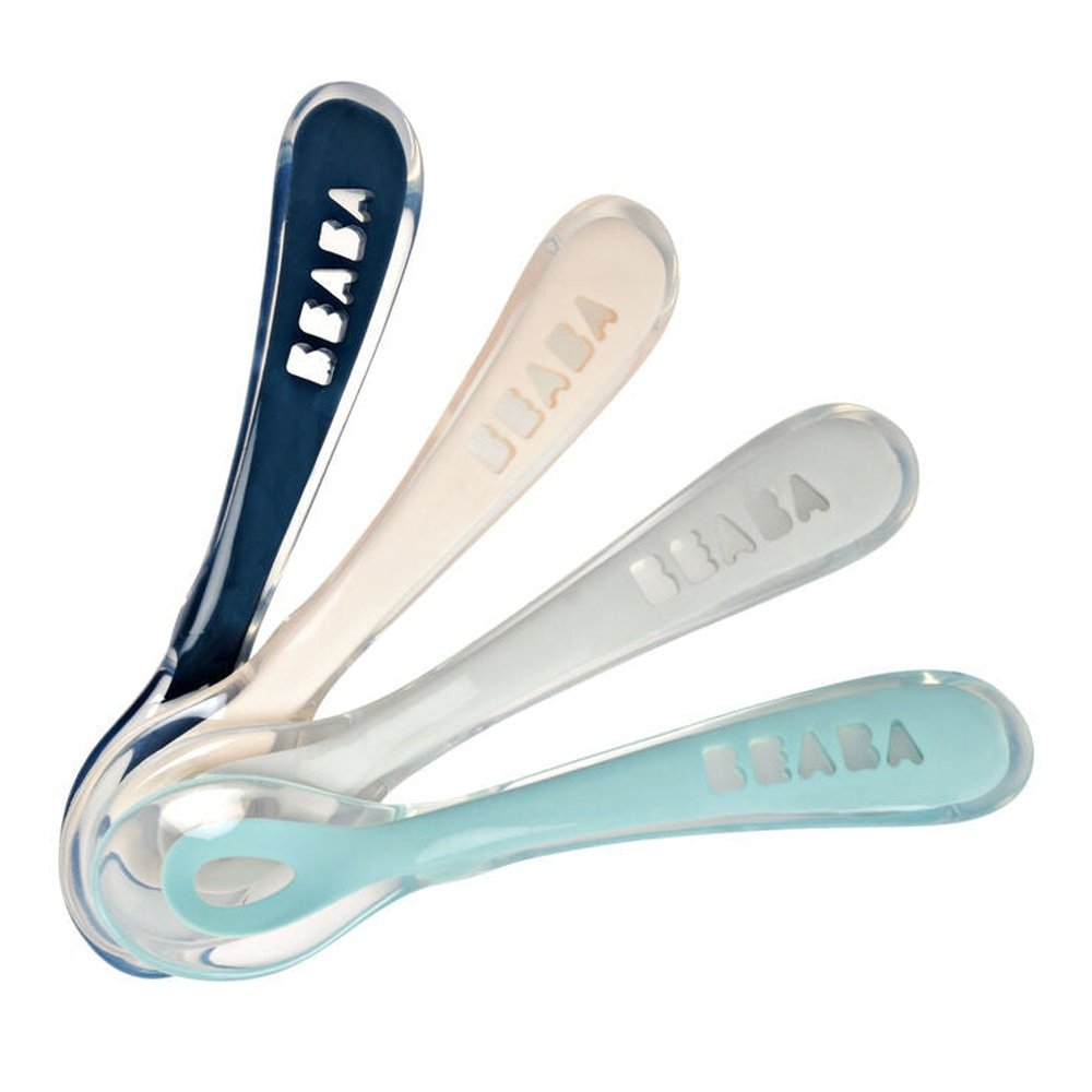 SET DE CUILLÈRES EN SILICONE POUR L’ÂGE - DRIZZLE BLEU FONCÉ+ROSE+BRUME CLAIRE+VERT AÉRÉ