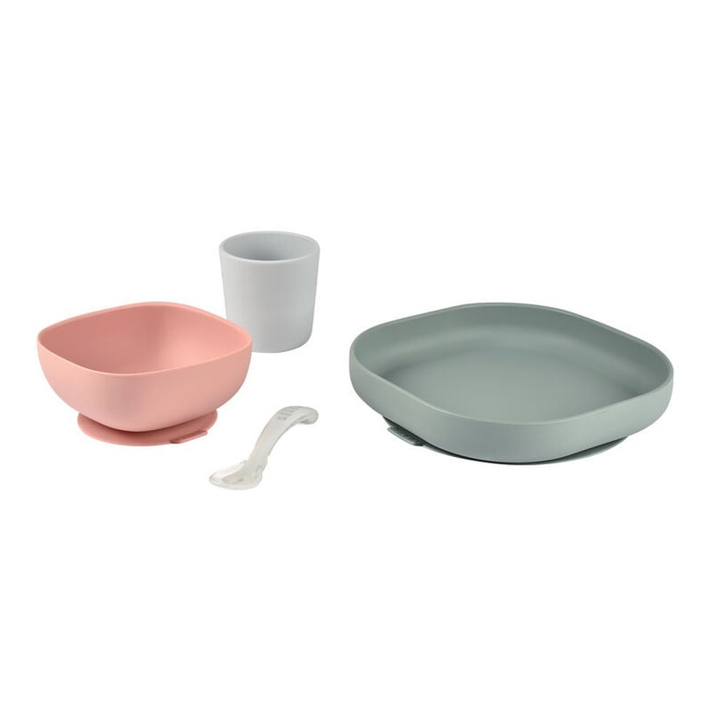 BOÎTE REPAS EN SILICONE 4 PIÈCES VERT MINÉRAL-TERRACOTTA