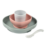 BOÎTES REPAS EN SILICONE 4 PIÈCES VERT MINÉRAL-TERRACOTTA