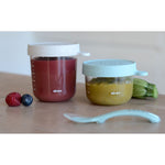 DEUX PETITS POTS DE CONSERVATION EN VERRE ML/ ML