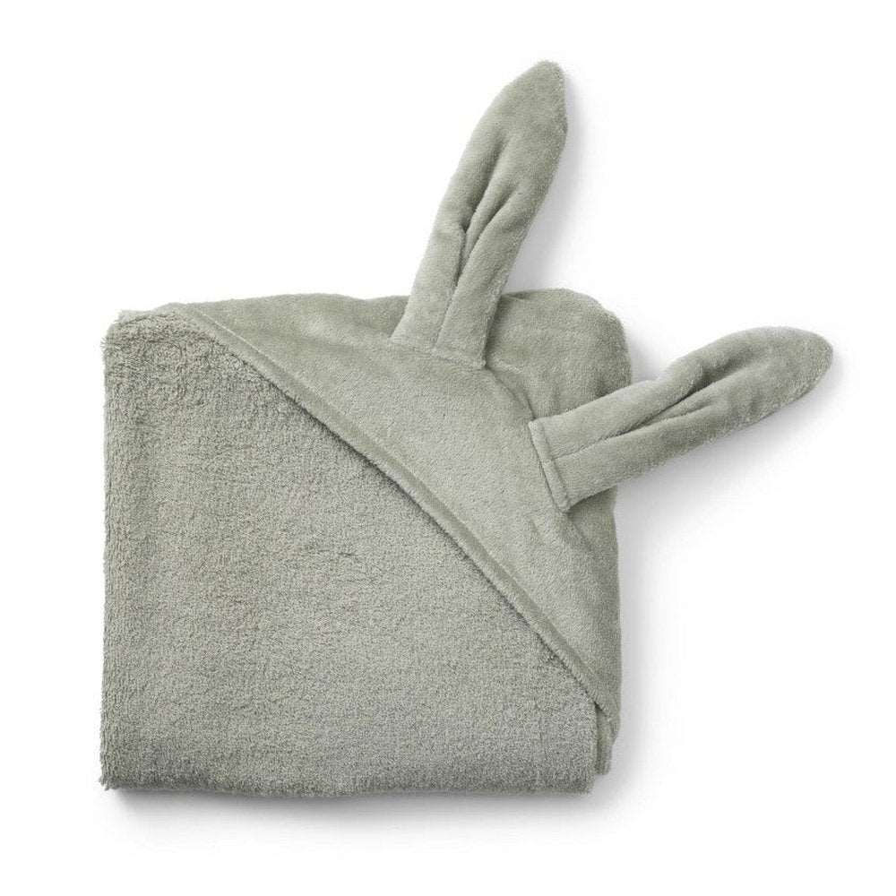 Cape de bain lapin vert minéral Babymatters