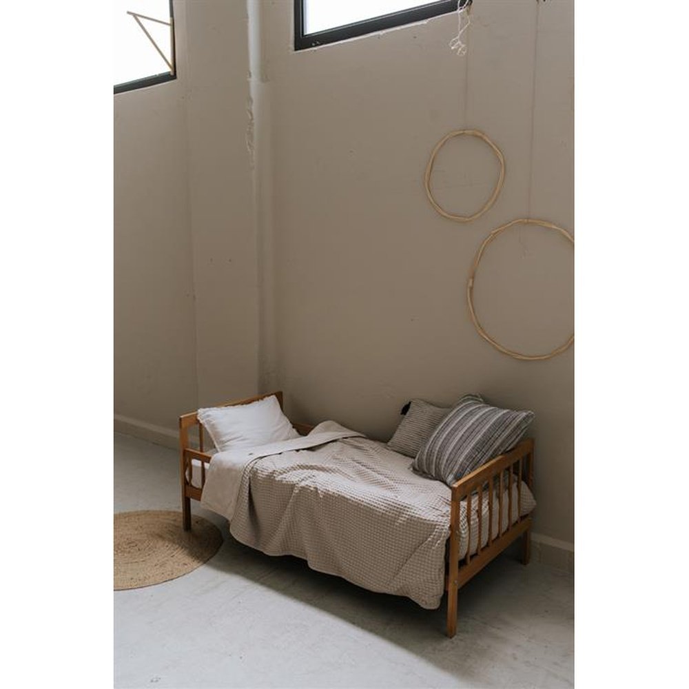 EENPERSOONSDEKEN WAFFLE/TEDDY OSLO SAND/PEBBLE - 140x200cm