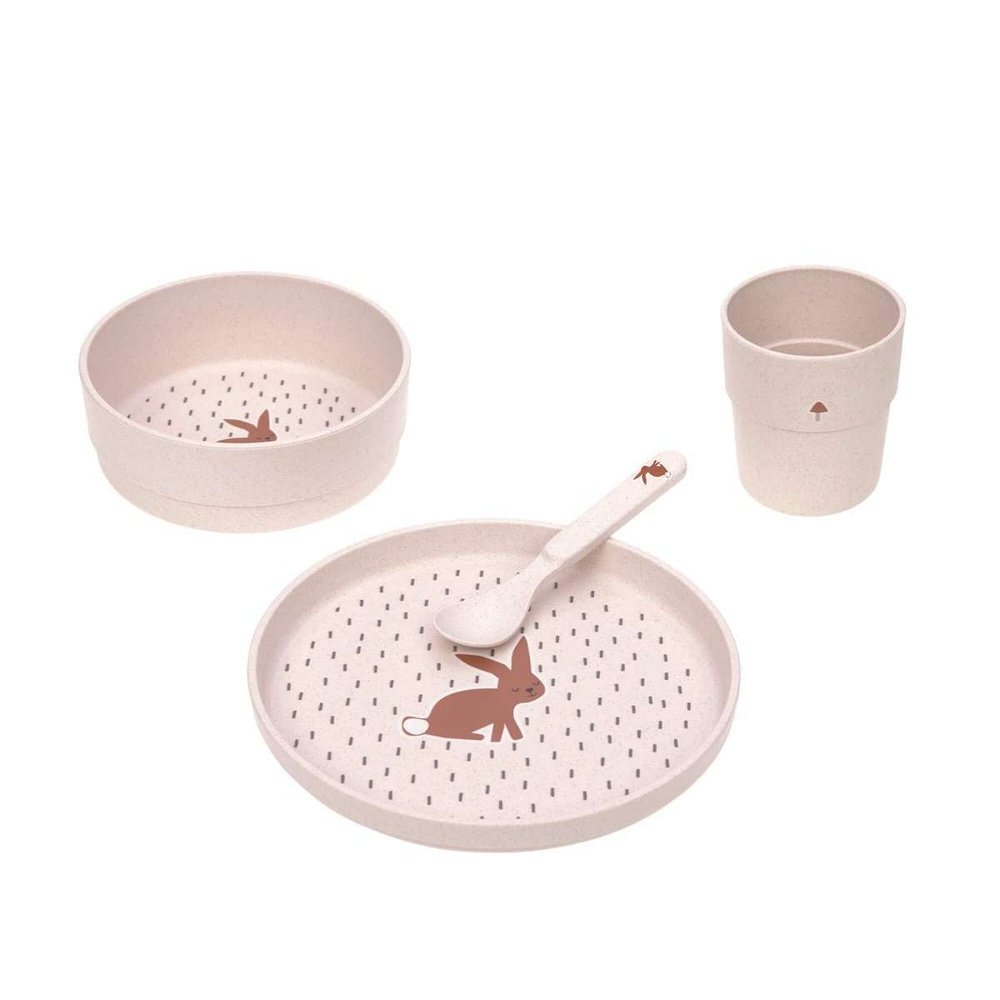 SERVICE DE VAISSELLE ENFANT SET ASSIETTE-BOL-TASSE-CUILLÈRE LITTLE FOREST BUNNY LÄSSIG