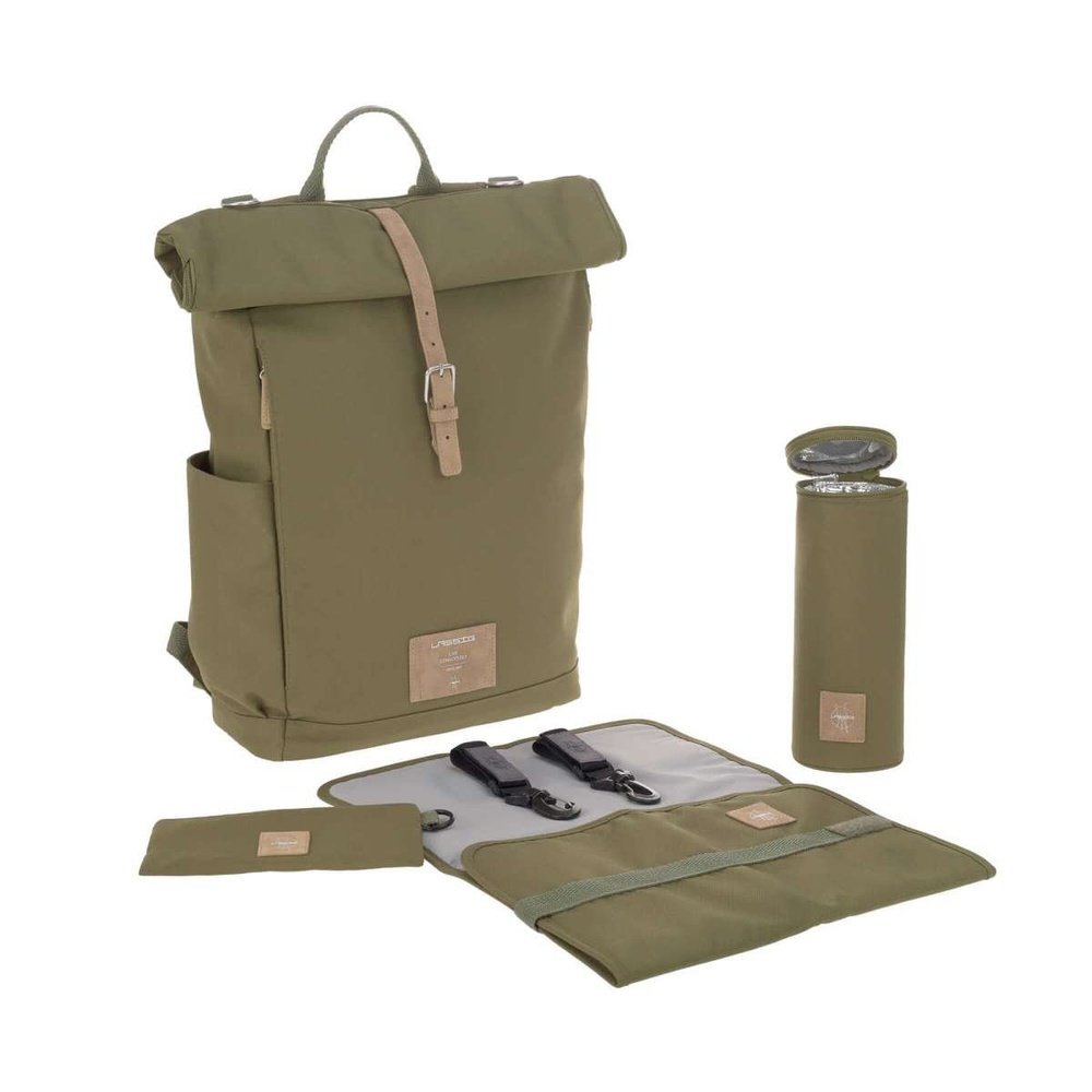 Sac à dos roll-top sac à langer couleur olive Lässig