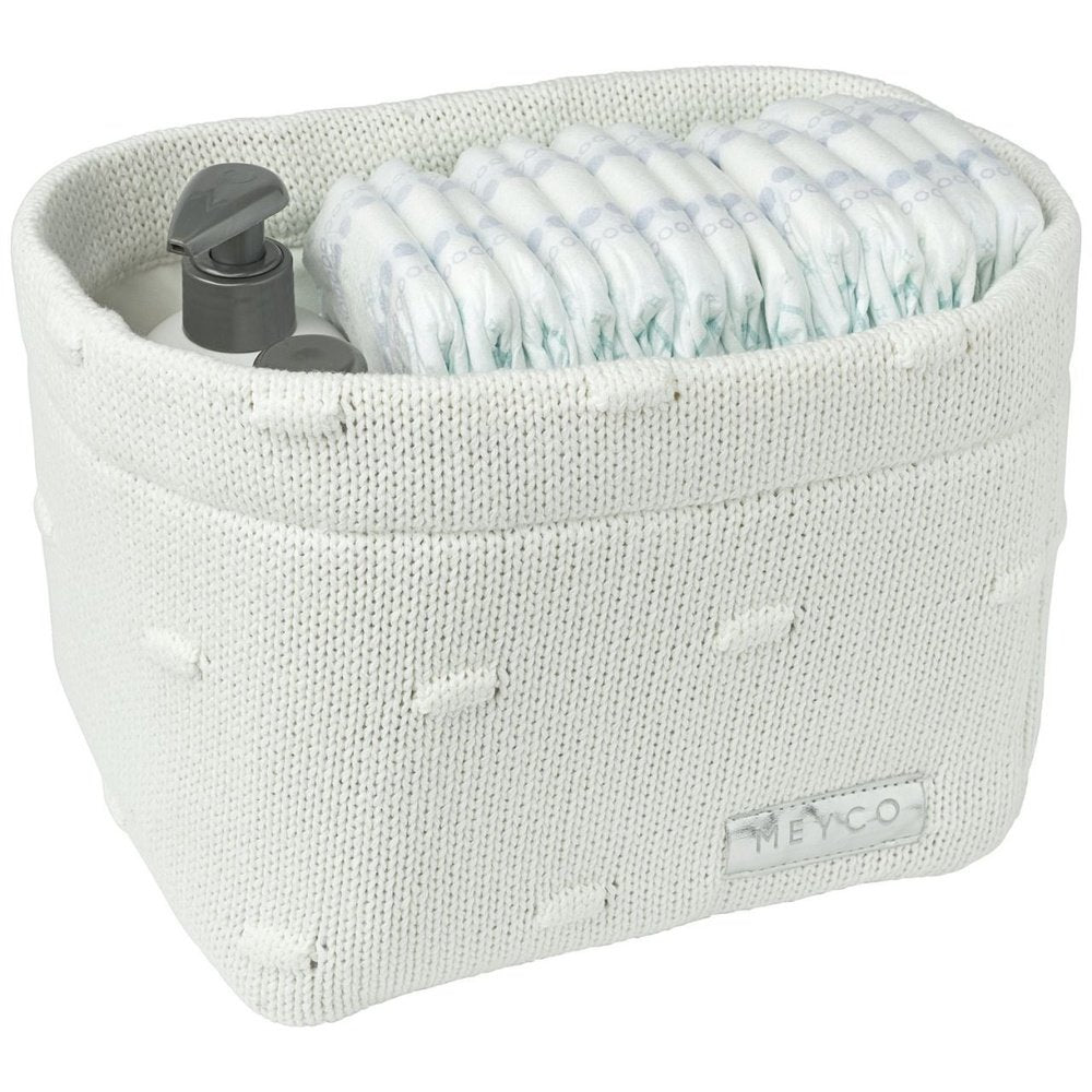PANIER POUR COMMODE MOYEN NŒUDS BLANC CASSÉ