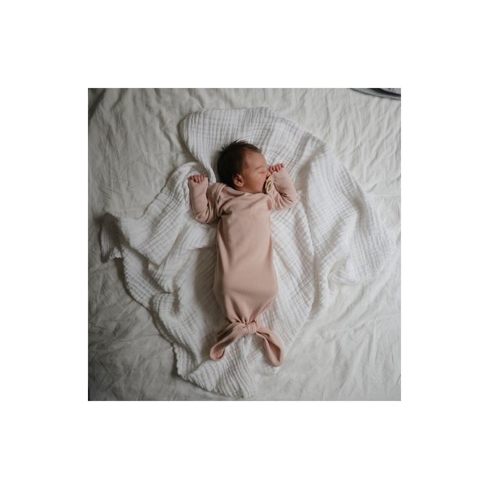 MUSHIE Grenouillère côtelée nouée pour bébé - rose poudré