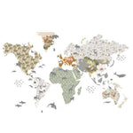 MUURSTICKER CARTE DU MONDE AVEC ANIMAUX MilkBar