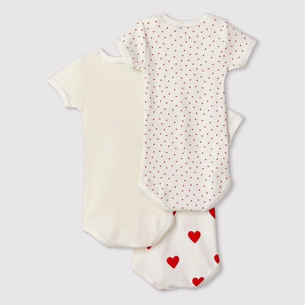 Lot de 3 bodys à manches courtes avec imprimé cœurs en coton bio